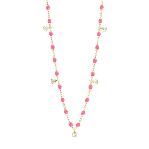 Gigi Clozeau - Gigi Supreme Classic 5 Diamond Necklace, Pink, Yellow Gold, 17.7