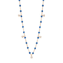 Gigi Clozeau - Gigi Supreme Classic 5 Diamond Necklace, Sapphire, Rose Gold, 17.7"