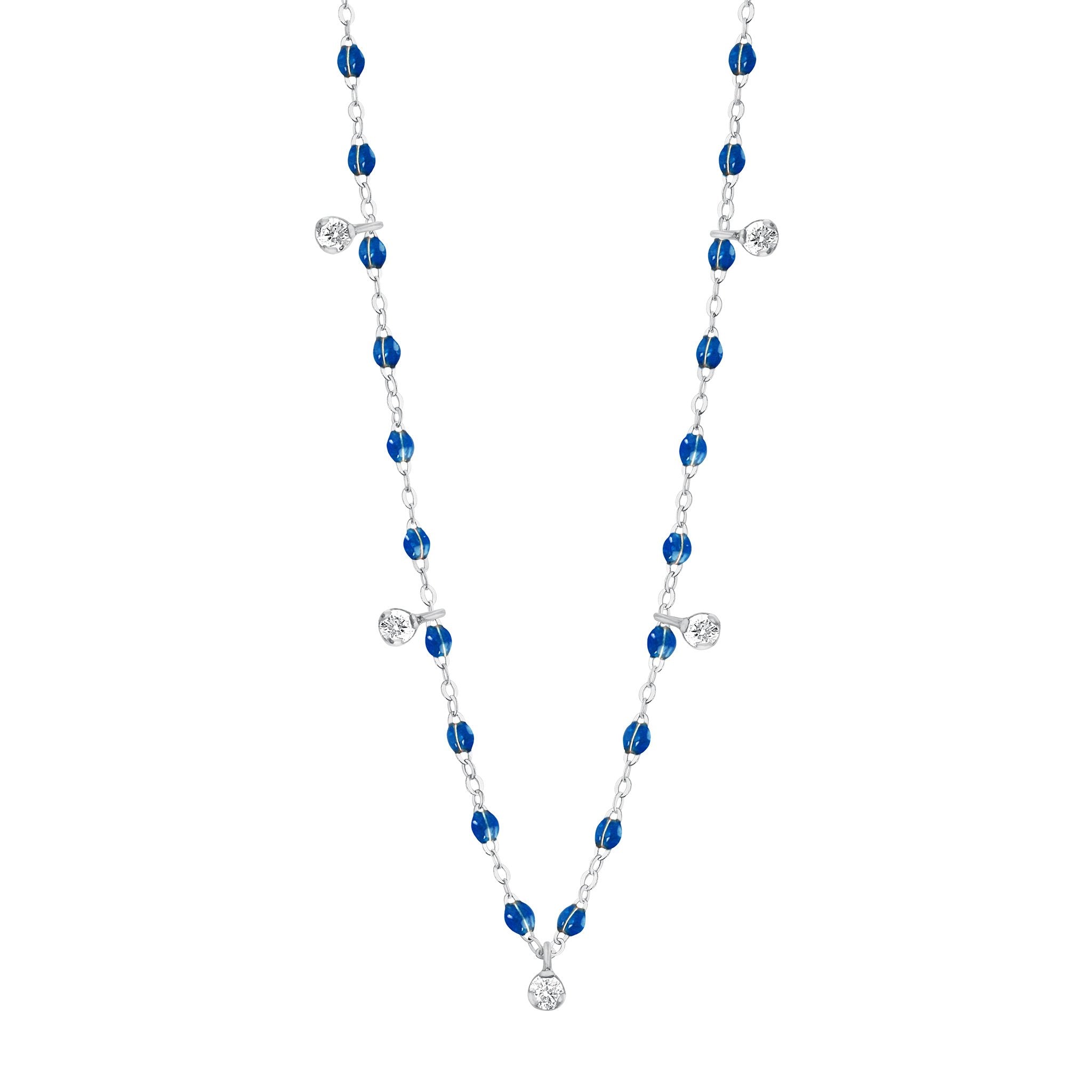 Gigi Clozeau - Gigi Supreme Classic 5 Diamond Necklace, Sapphire, White Gold, 17.7"
