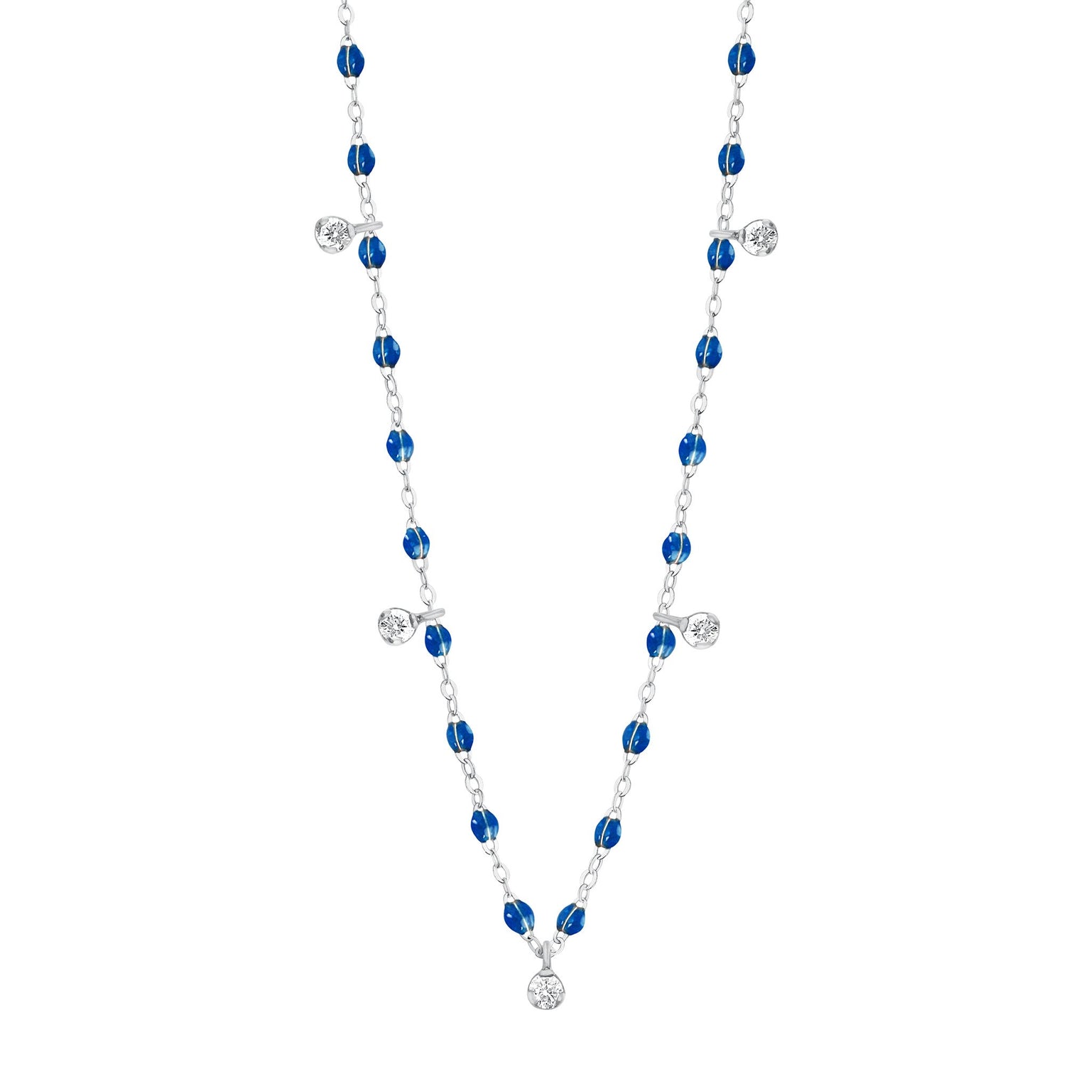 Gigi Clozeau - Gigi Supreme Classic 5 Diamond Necklace, Sapphire, White Gold, 17.7"