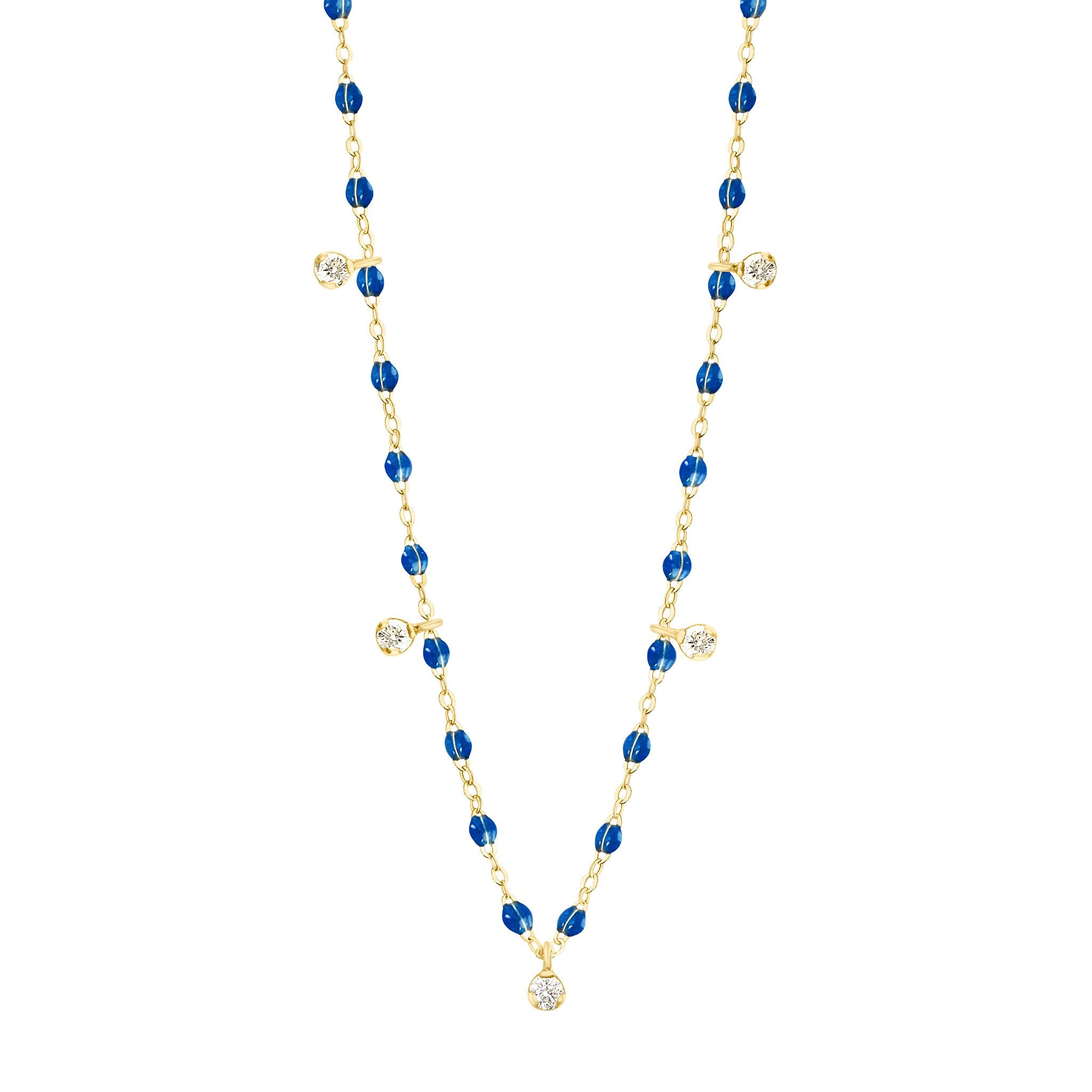 Gigi Clozeau - Gigi Supreme Classic 5 Diamond Necklace, Sapphire, Yellow Gold, 17.7"