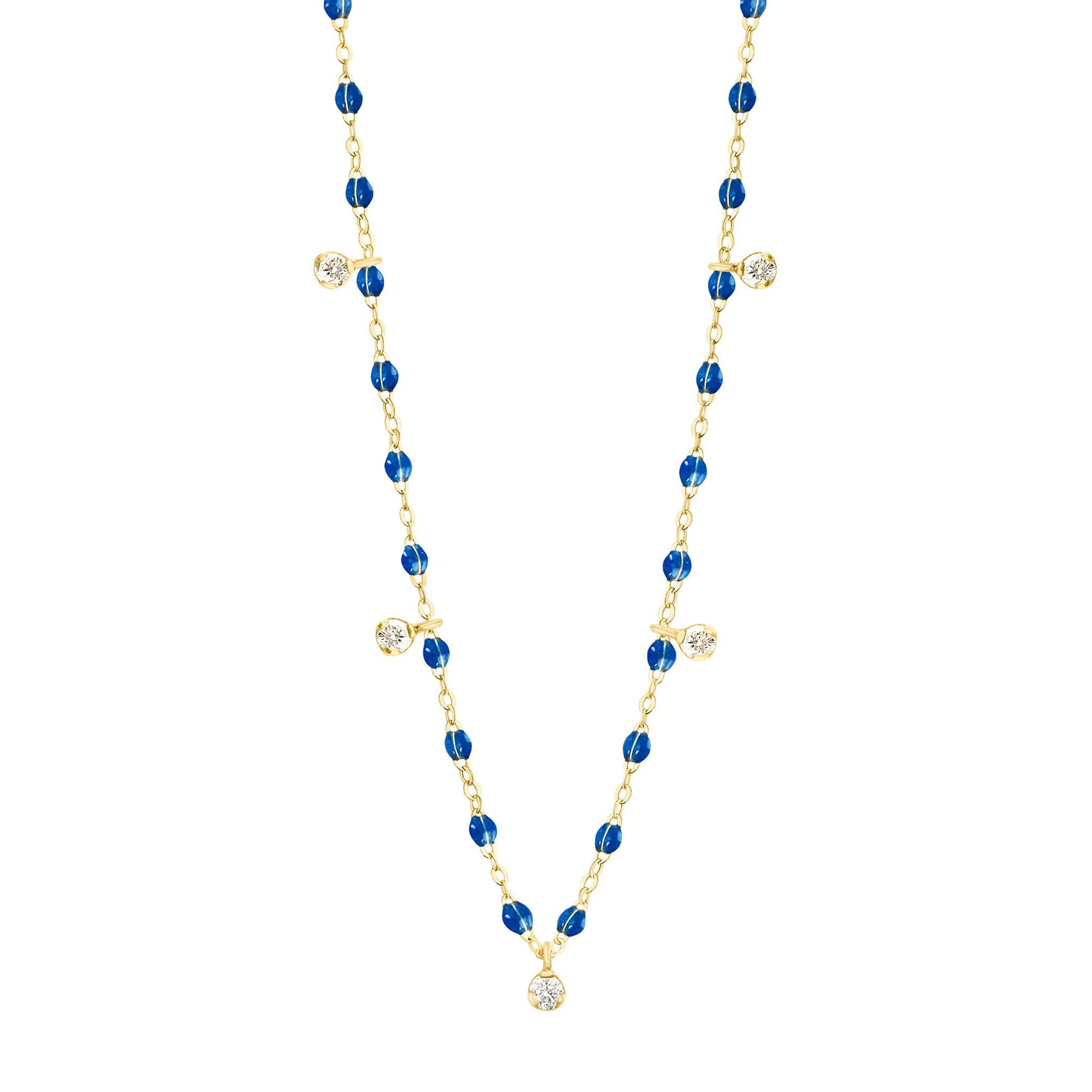 Gigi Clozeau - Gigi Supreme Classic 5 Diamond Necklace, Sapphire, Yellow Gold, 17.7"