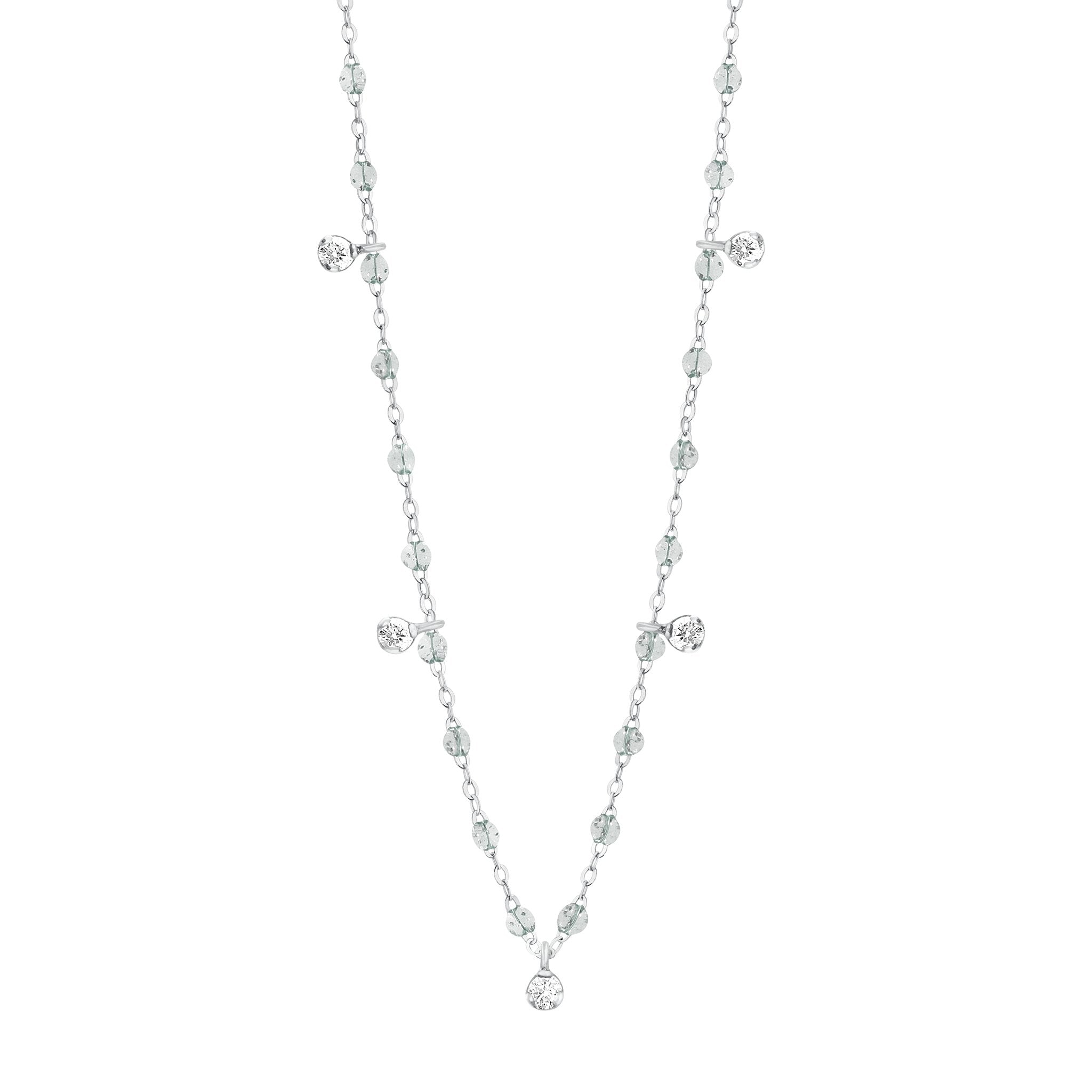 Gigi Clozeau - Gigi Supreme Classic 5 Diamond Necklace, Sparkle, White Gold, 17.7"