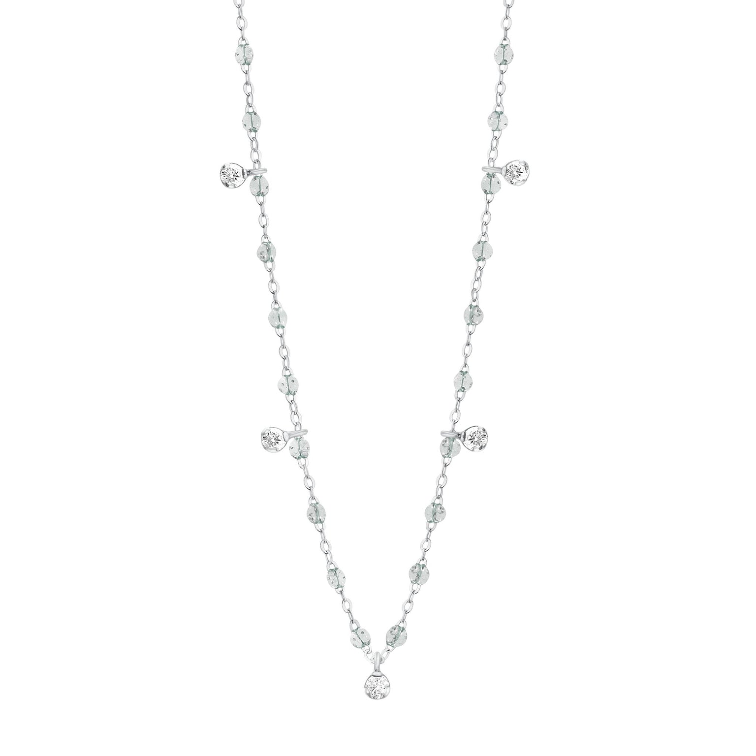 Gigi Clozeau - Gigi Supreme Classic 5 Diamond Necklace, Sparkle, White Gold, 17.7"