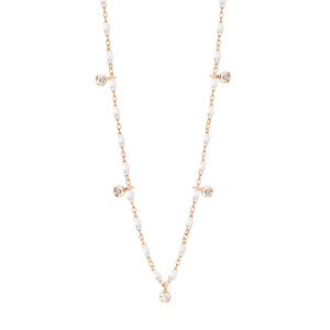 Gigi Clozeau - Gigi Supreme Classic 5 Diamond Necklace, White, Rose Gold, 17.7"