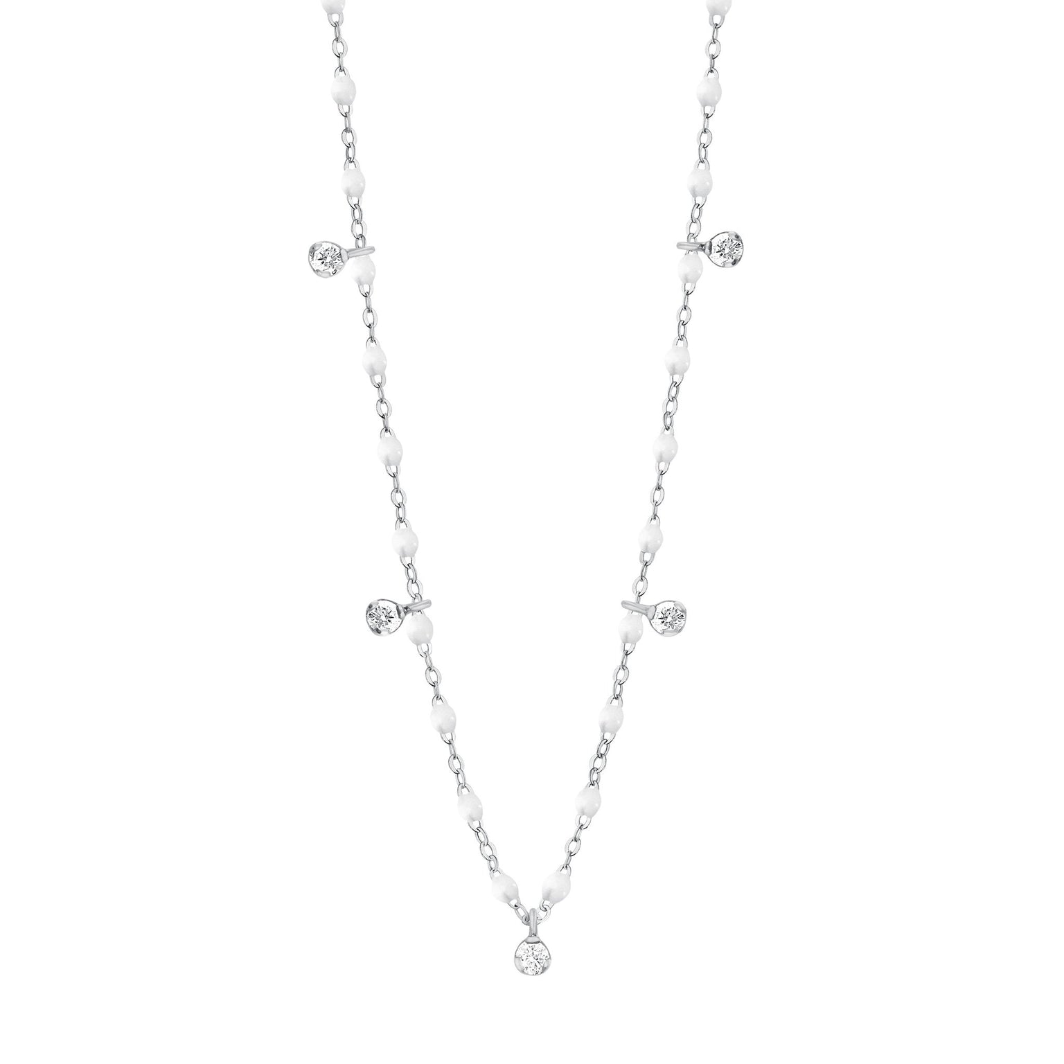 Gigi Clozeau - Gigi Supreme Classic 5 Diamond Necklace, White, White Gold, 17.7"