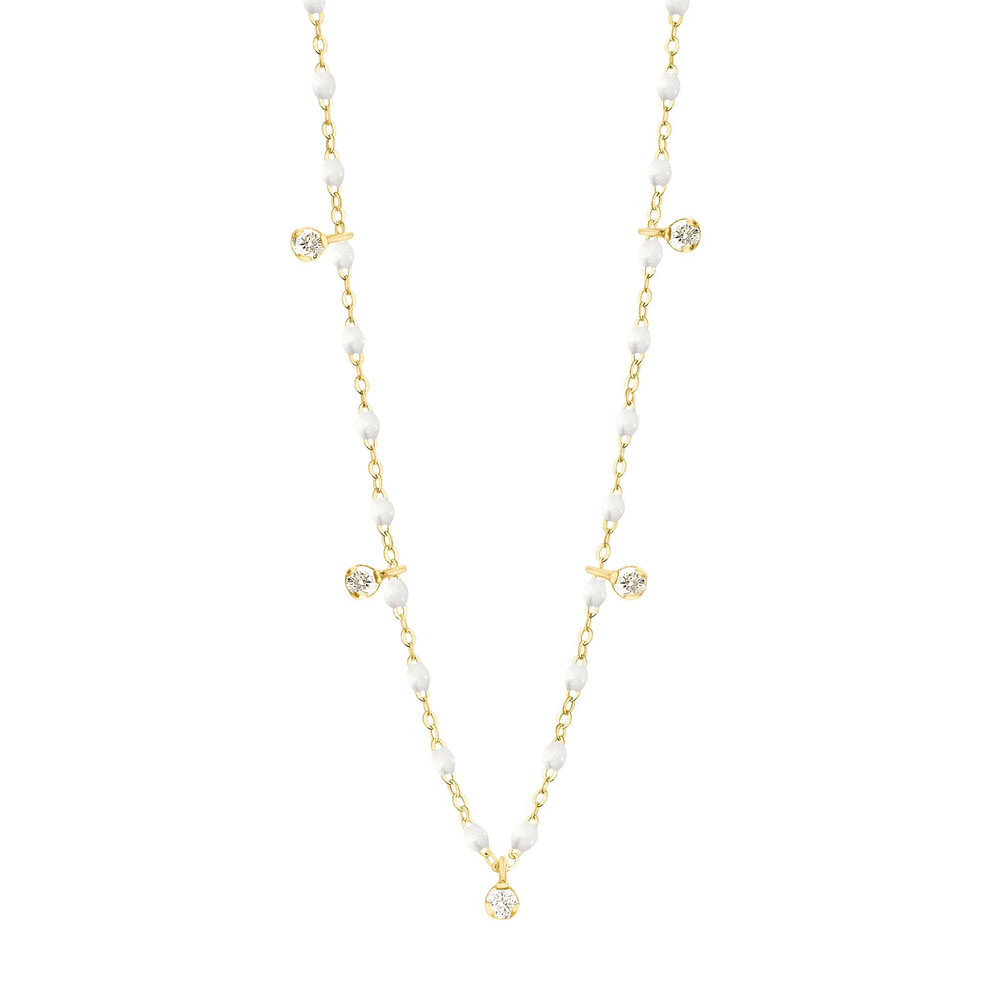 Gigi Clozeau - Gigi Supreme Classic 5 Diamond Necklace, White, Yellow Gold, 17.7"