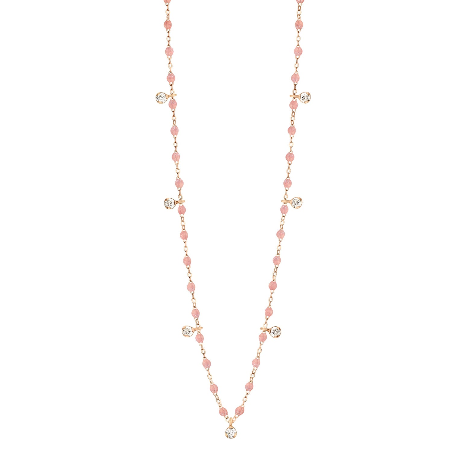 Gigi Clozeau - Gigi Supreme Classic 7 Diamond Necklace, Blush, Rose Gold, 19.7"