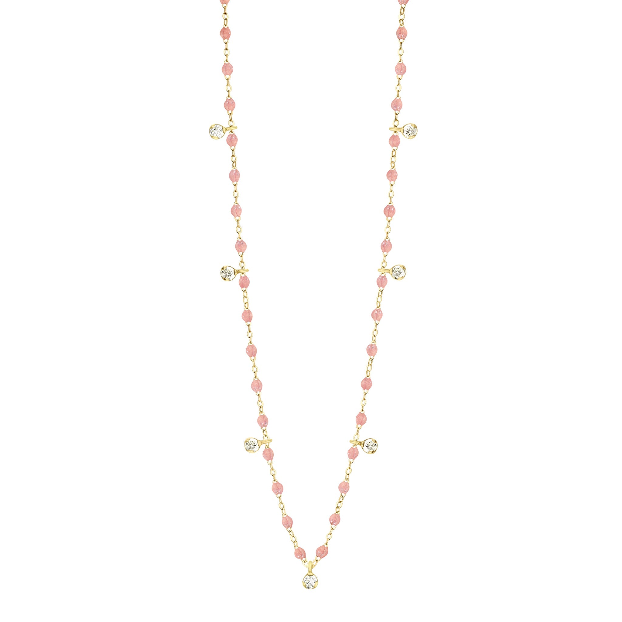 DIFFERENT NECKLACE PREMIUM ジョージ Gigi Supreme Classic 7 Diamond Necklace, Blush, Yellow Gold, 19.7