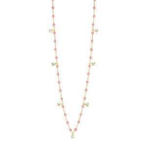 Gigi Clozeau - Gigi Supreme Classic 7 Diamond Necklace, Blush, Yellow Gold, 19.7"