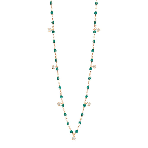 Gigi Clozeau - Gigi Supreme Classic 7 Diamond Necklace, Emerald, Rose Gold, 19.7