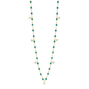 Gigi Clozeau - Gigi Supreme Classic 7 Diamond Necklace, Emerald, Yellow Gold, 19.7"