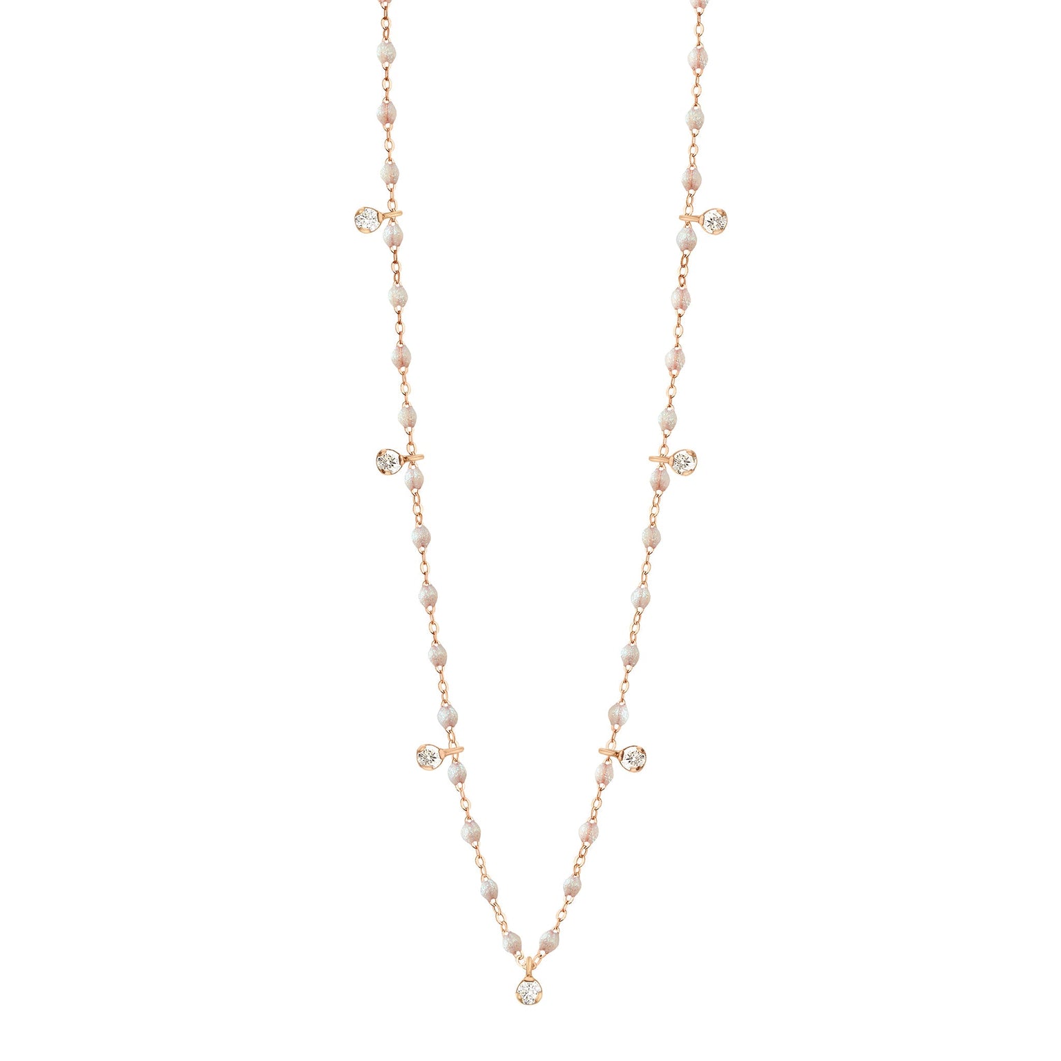 Gigi Clozeau - Gigi Supreme Classic 7 Diamond Necklace, Opal, Rose Gold, 19.7"