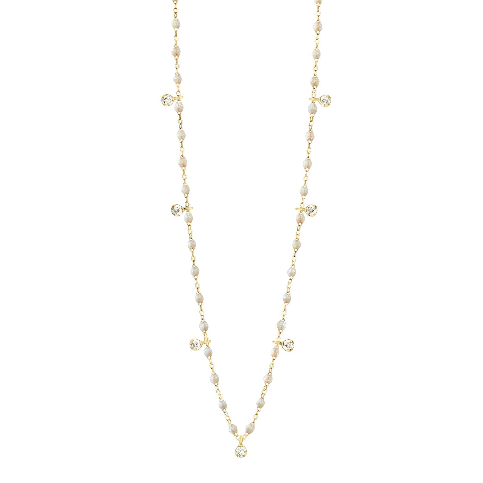 Gigi Supreme Classic 7 Diamond Necklace, Opal, Yellow Gold, 19.7