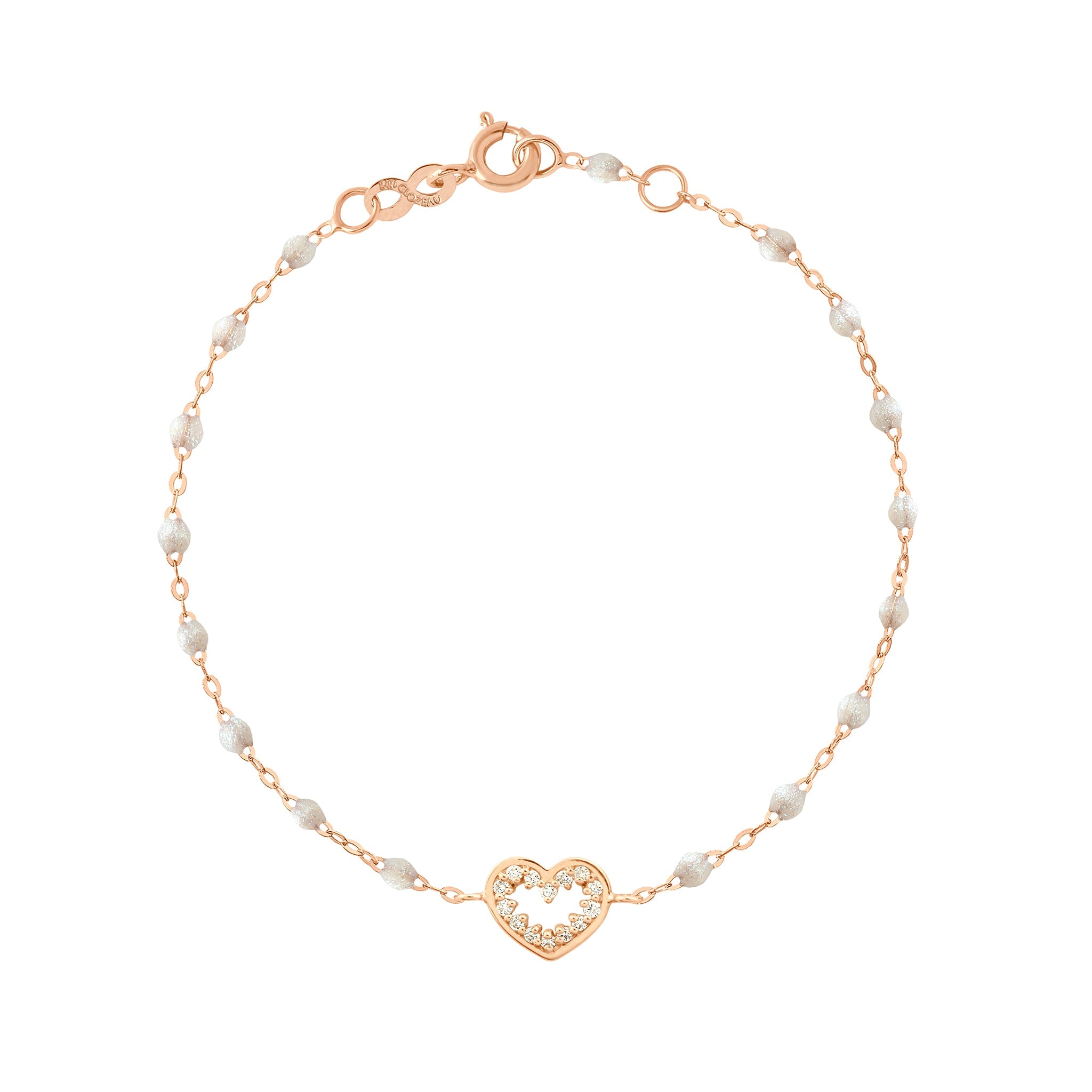 Gigi Clozeau - Heart Supreme Classic Gigi diamond bracelet, Opal, Rose Gold, 6.7"