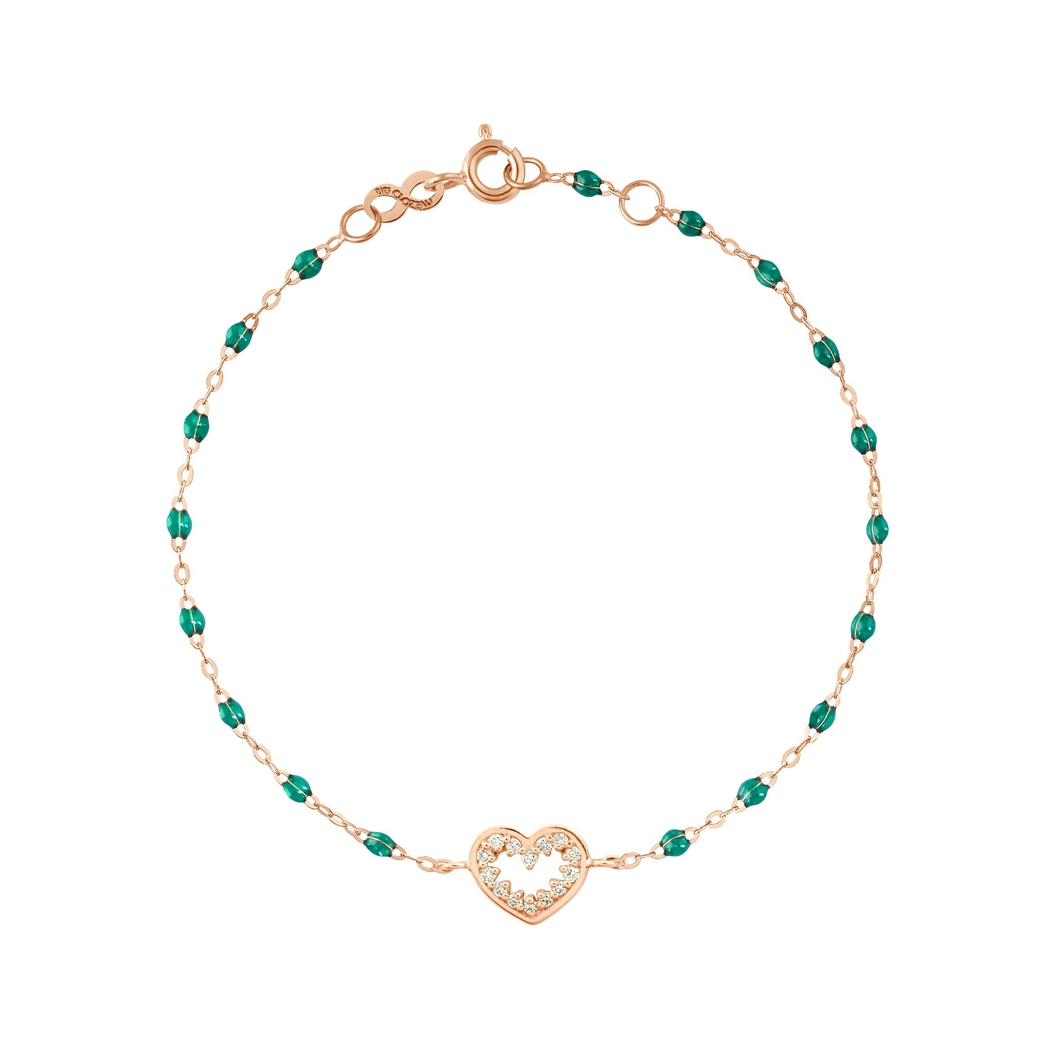 Gigi Clozeau - Heart Supreme Classic Gigi diamond bracelet, Emerald, Rose Gold, 6.7"