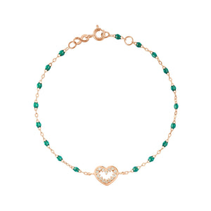 Gigi Clozeau - Heart Supreme Classic Gigi diamond bracelet, Emerald, Rose Gold, 6.7"