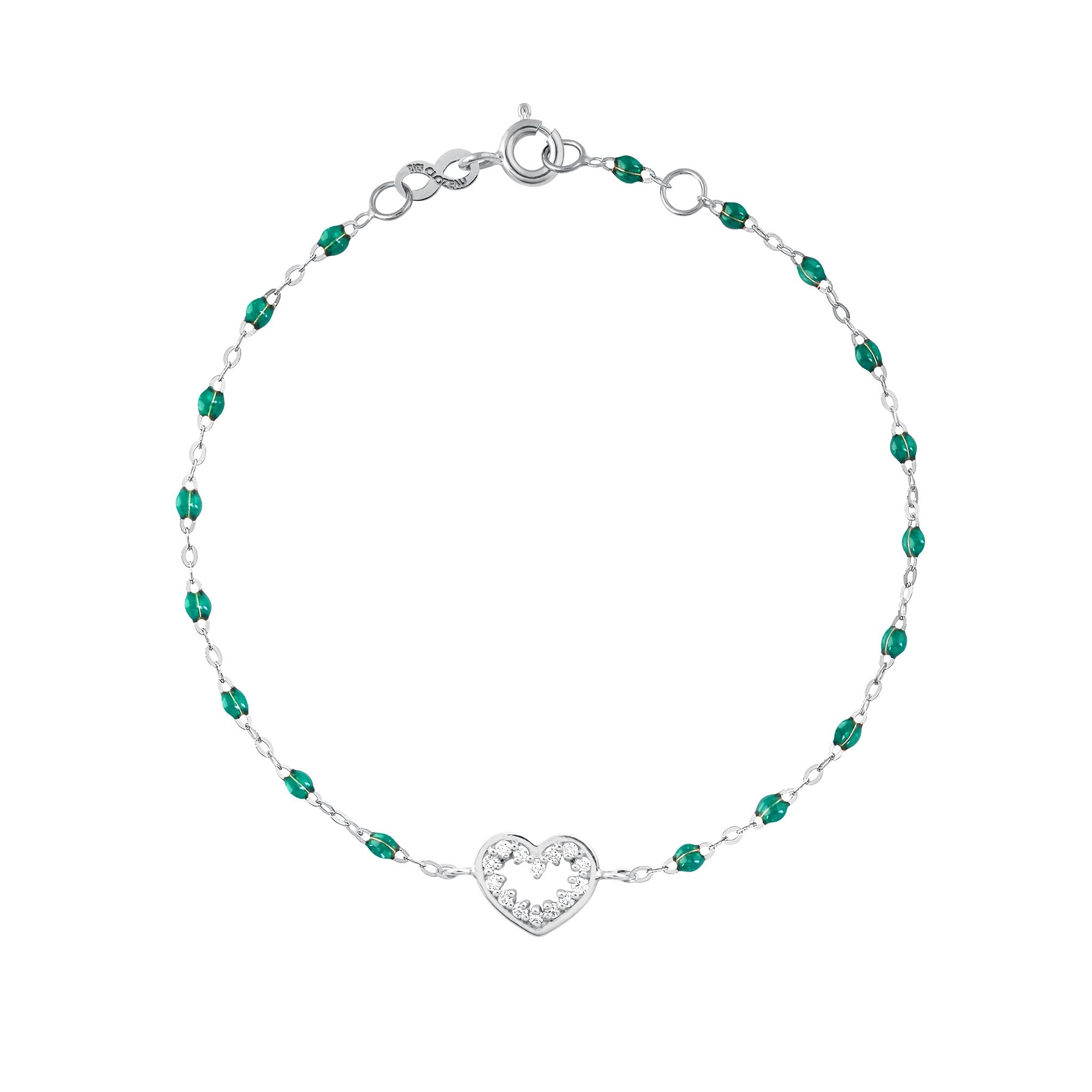 Gigi Clozeau - Heart Supreme Classic Gigi diamond bracelet, Emerald, White Gold, 6.7"