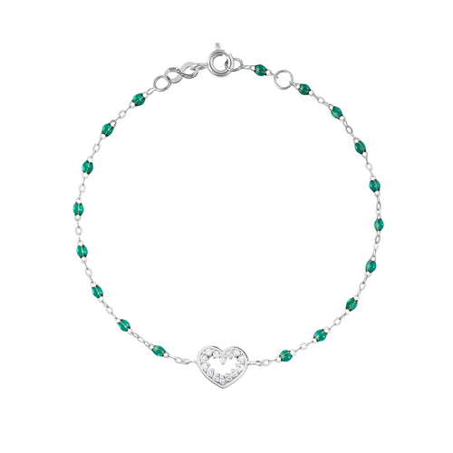 Gigi Clozeau - Heart Supreme Classic Gigi diamond bracelet, Emerald, White Gold, 6.7