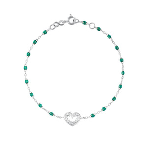 Gigi Clozeau - Heart Supreme Classic Gigi diamond bracelet, Emerald, White Gold, 6.7"