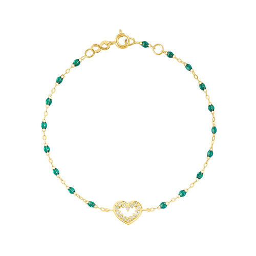 Gigi Clozeau - Heart Supreme Classic Gigi diamond bracelet, Emerald, Yellow Gold, 6.7