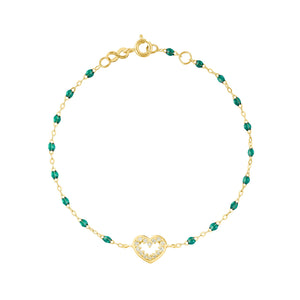 Gigi Clozeau - Heart Supreme Classic Gigi diamond bracelet, Emerald, Yellow Gold, 6.7"