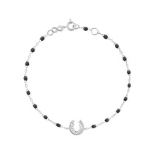 Gigi Clozeau - Horseshoe Diamond Black bracelet, White Gold, 6.7"