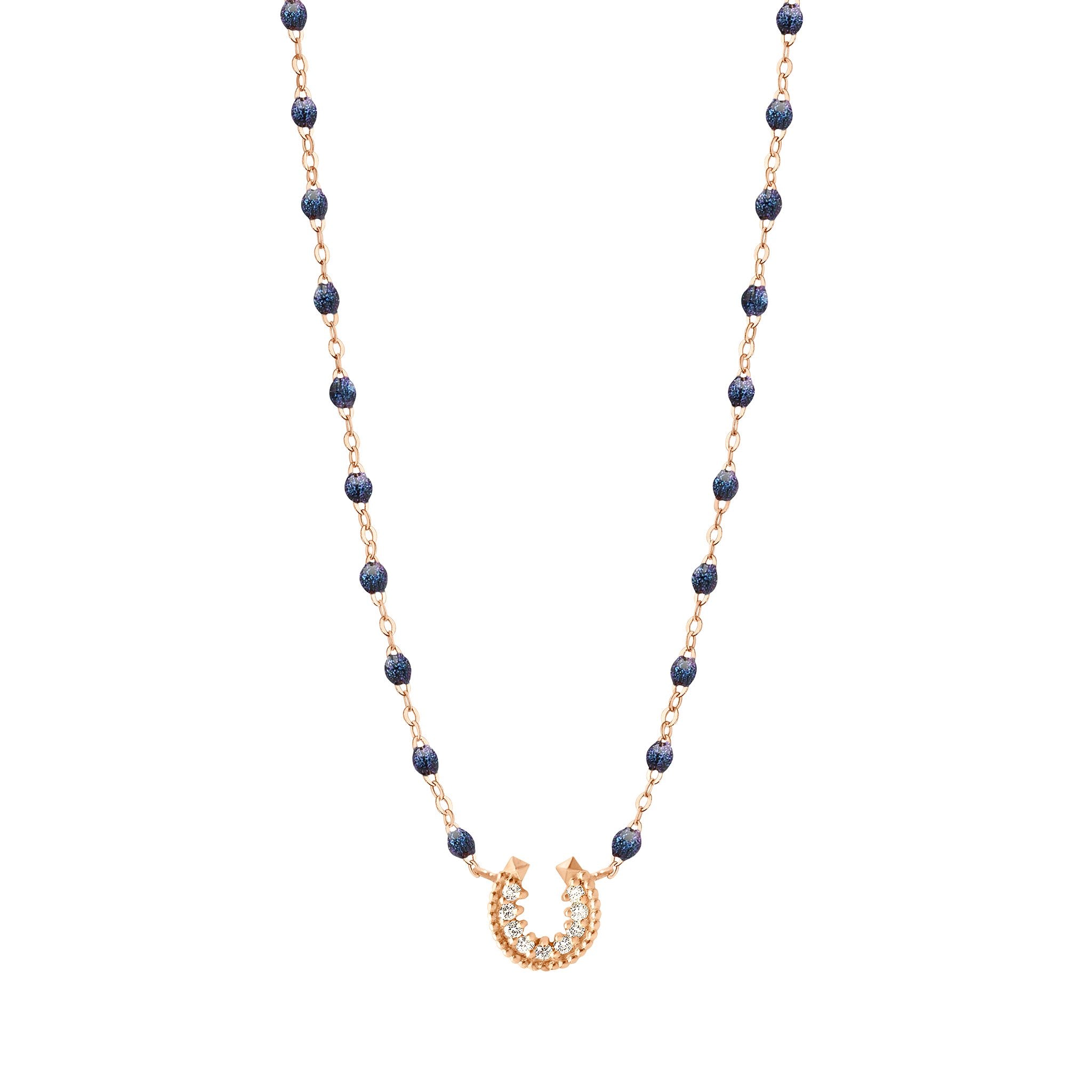 Gigi Clozeau - Horseshoe Diamond Midnight necklace, Rose Gold, 16.5"