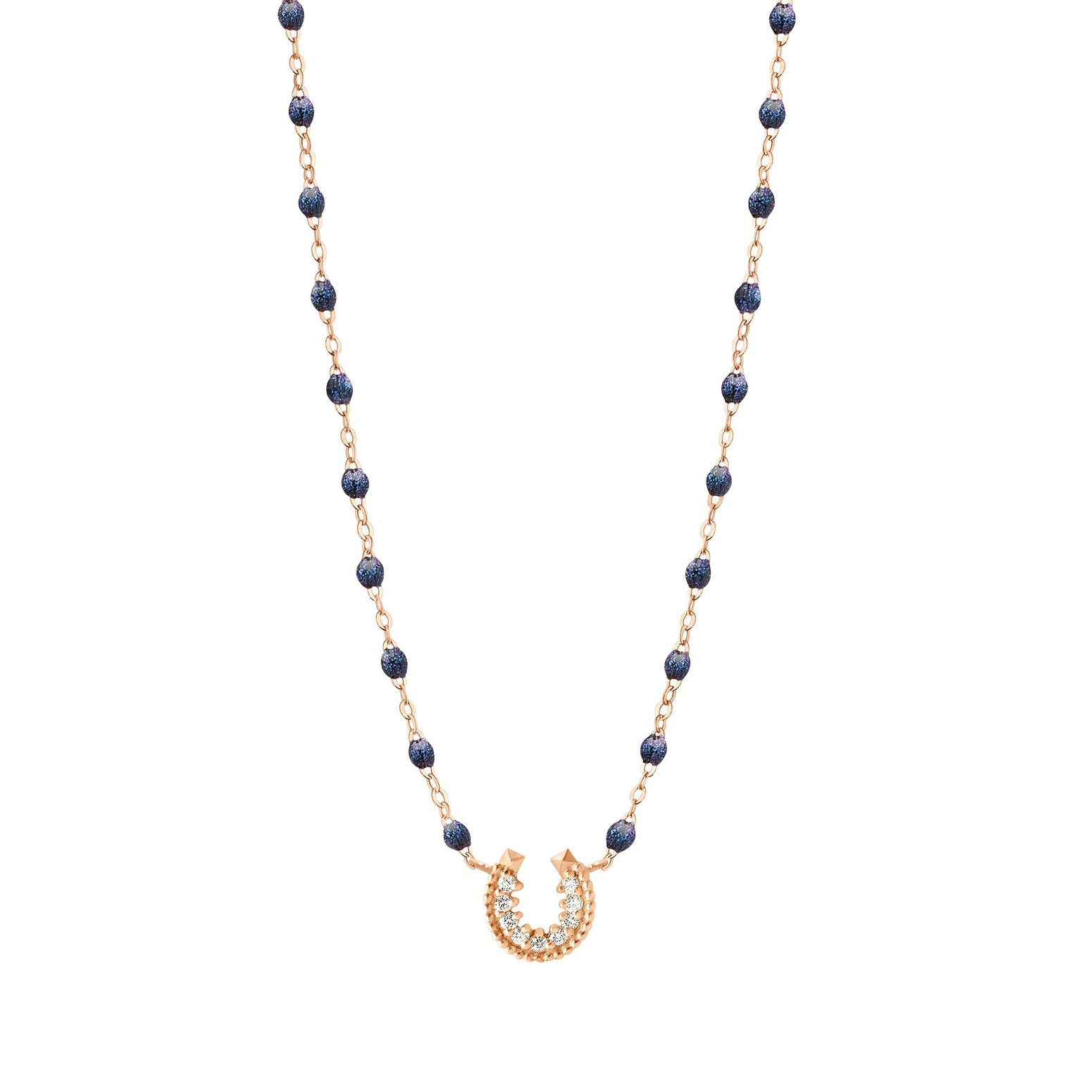 Gigi Clozeau - Horseshoe Diamond Midnight necklace, Rose Gold, 16.5"