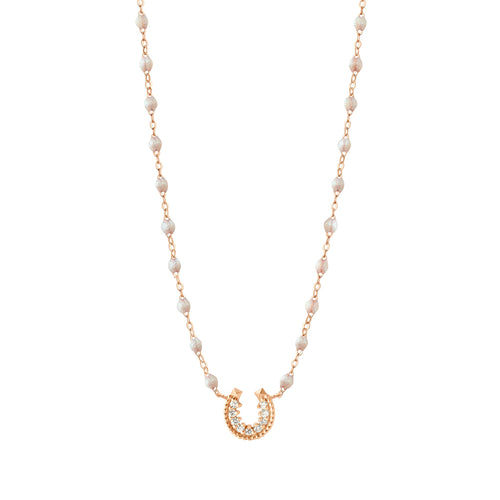 Gigi Clozeau - Horseshoe Diamond Opal Necklace, Rose Gold, 16.5