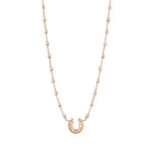Gigi Clozeau - Horseshoe Diamond Opal Necklace, Rose Gold, 16.5"