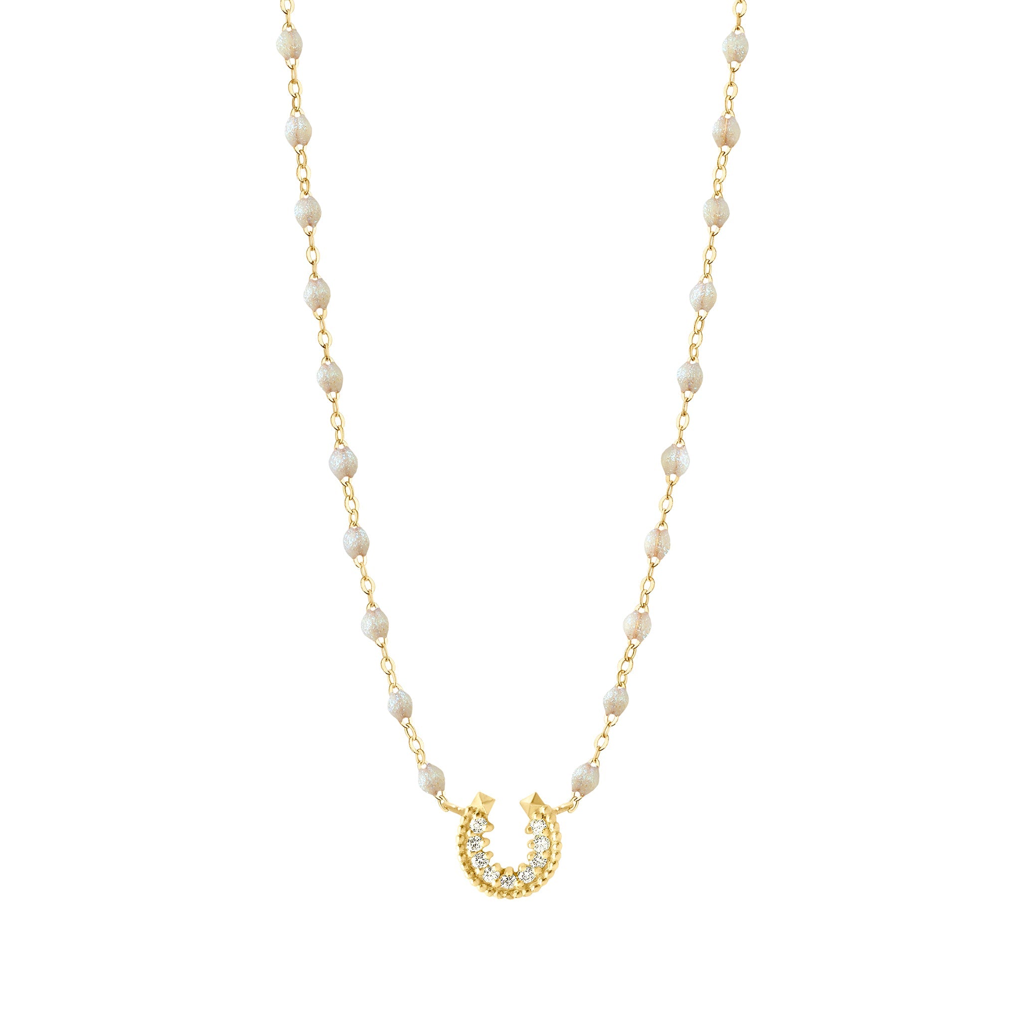 Gigi Clozeau - Horseshoe Diamond Opal Necklace, Yellow Gold, 16.5"