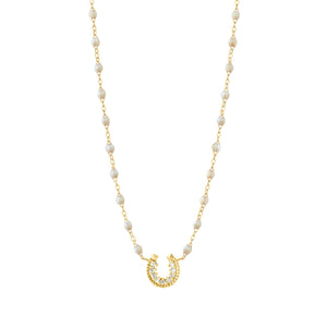 Gigi Clozeau - Horseshoe Diamond Opal Necklace, Yellow Gold, 16.5"