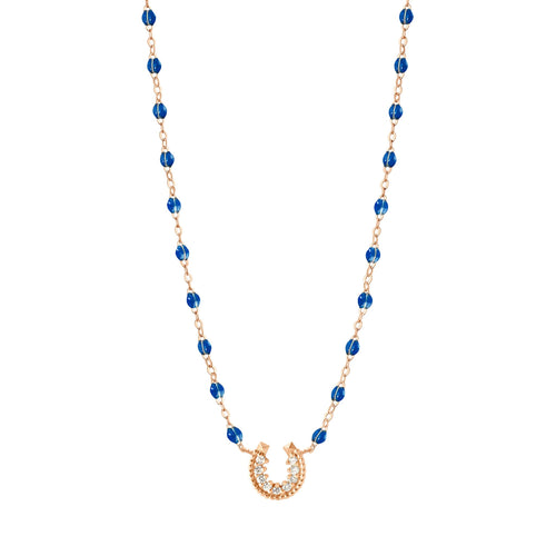 Gigi Clozeau - Horseshoe Diamond Sapphire necklace, Rose Gold, 16.5