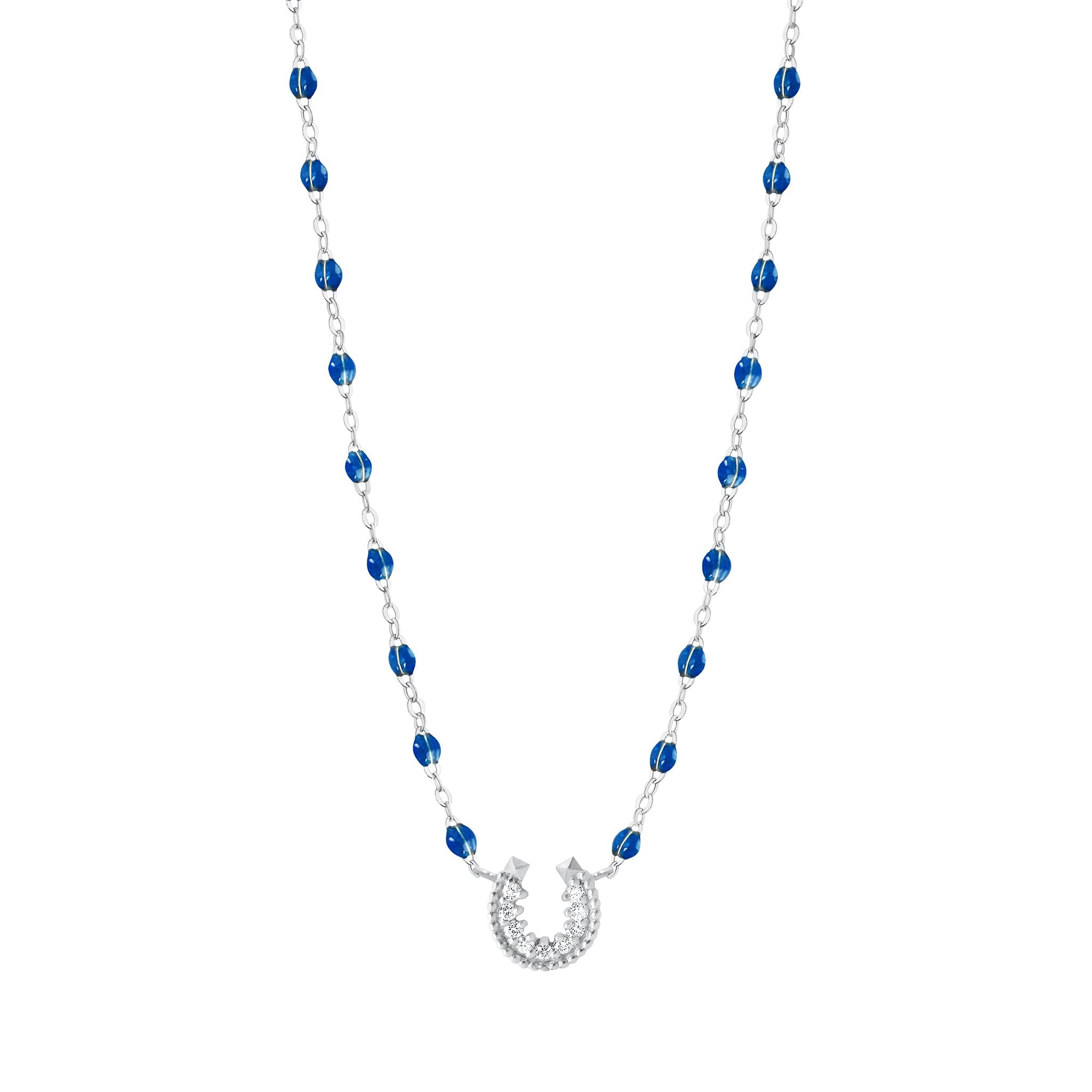 Gigi Clozeau - Horseshoe Diamond Sapphire necklace, White Gold, 16.5"