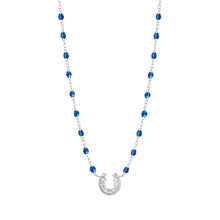 Gigi Clozeau - Horseshoe Diamond Sapphire necklace, White Gold, 16.5"