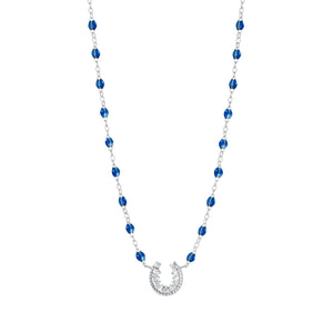 Gigi Clozeau - Horseshoe Diamond Sapphire necklace, White Gold, 16.5"