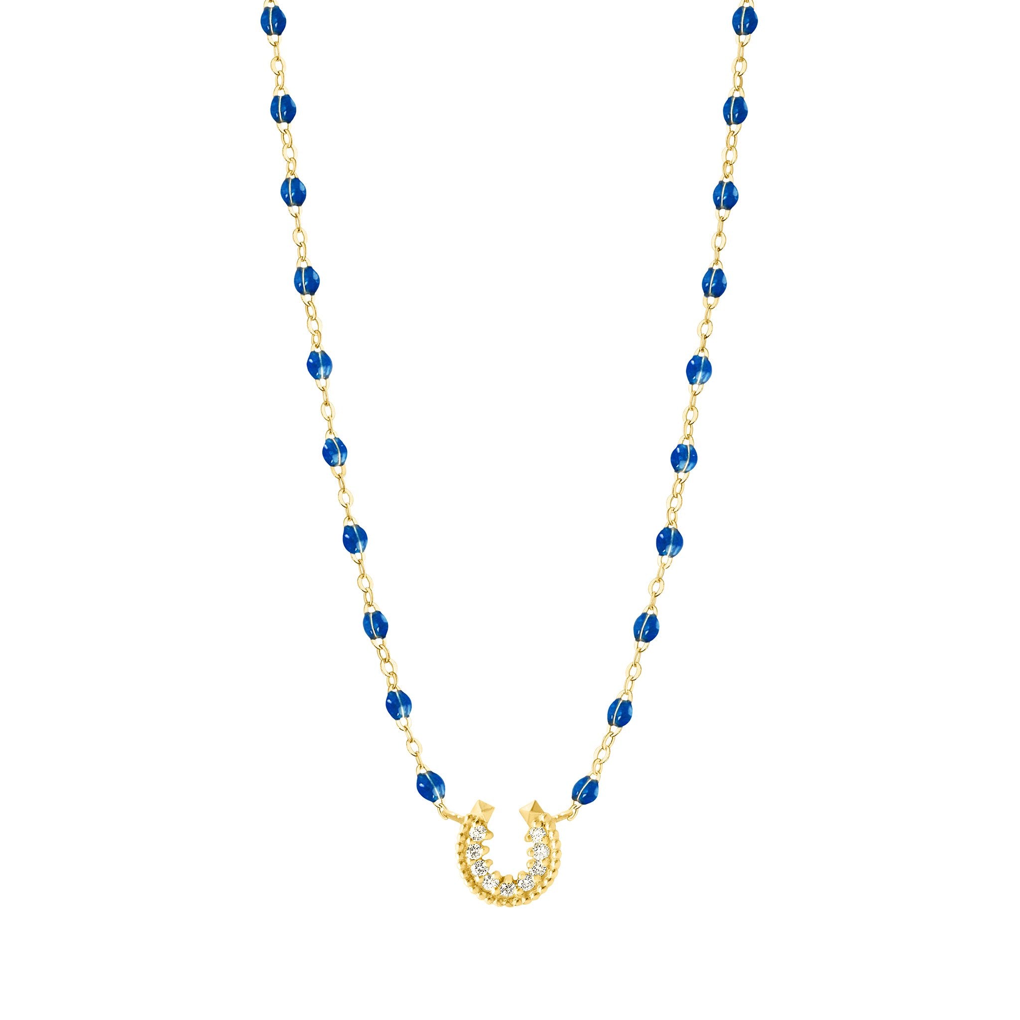 Gigi Clozeau - Horseshoe Diamond Sapphire necklace, Yellow Gold, 16.5"