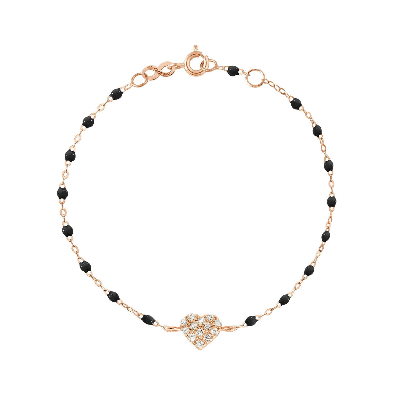 Gigi Clozeau - In Love Diamond Bracelet, Black, Rose Gold, 6.7"