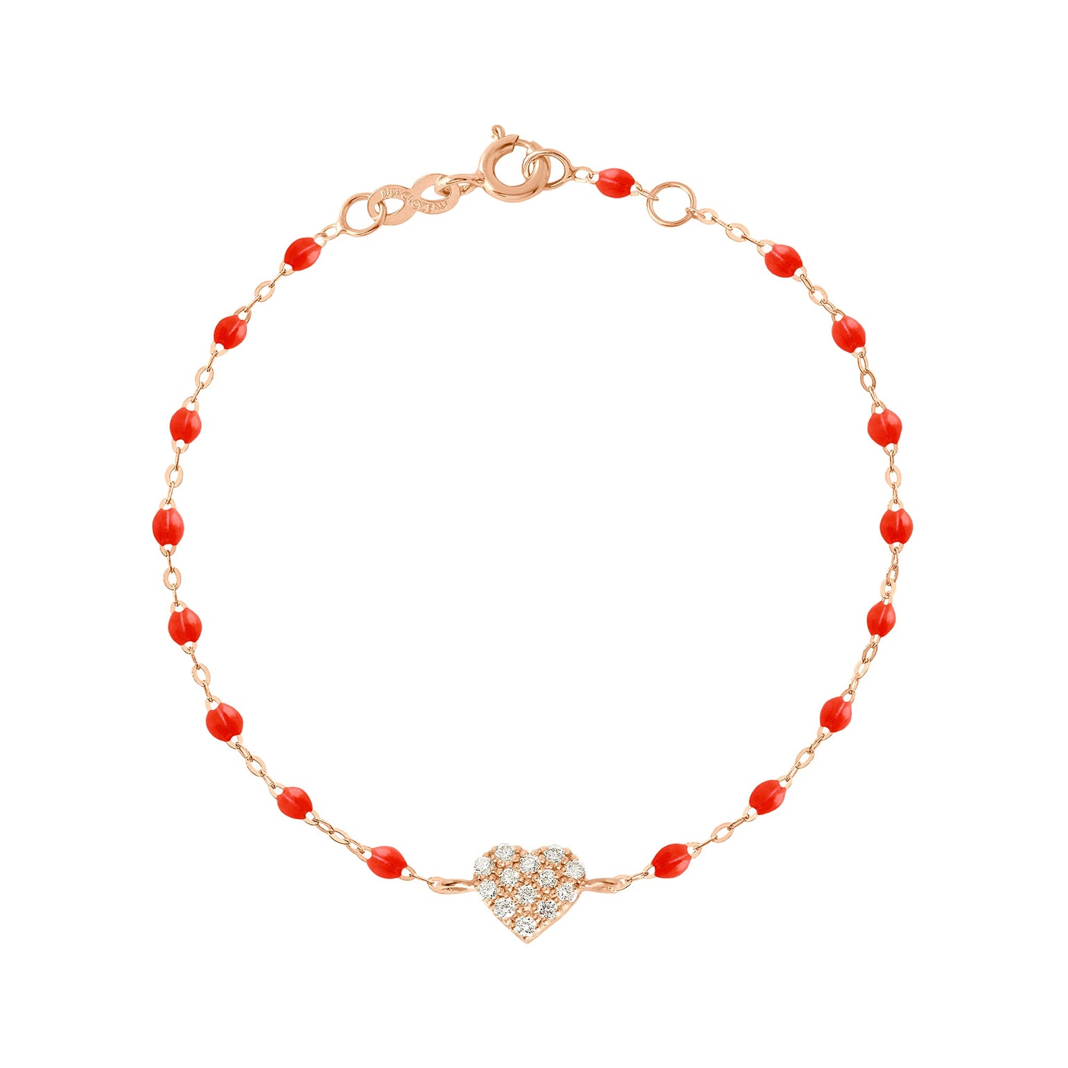 Gigi Clozeau - In Love Diamond Bracelet, Coral, Rose Gold, 6.7"