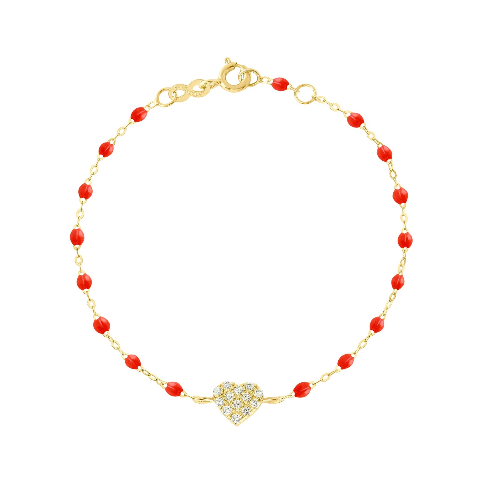 Gigi Clozeau - In Love Diamond Bracelet, Coral, Yellow Gold, 6.7"