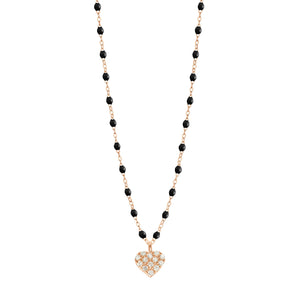Gigi Clozeau - In Love Diamond Necklace, Black, Rose Gold, 16.5"