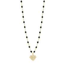 Gigi Clozeau - In Love Diamond Necklace, Black, Yellow Gold, 16.5"