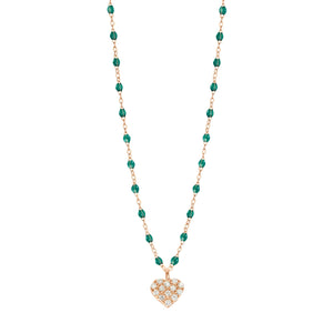 Gigi Clozeau - In Love Diamond Necklace, Emerald, Rose Gold, 16.5"