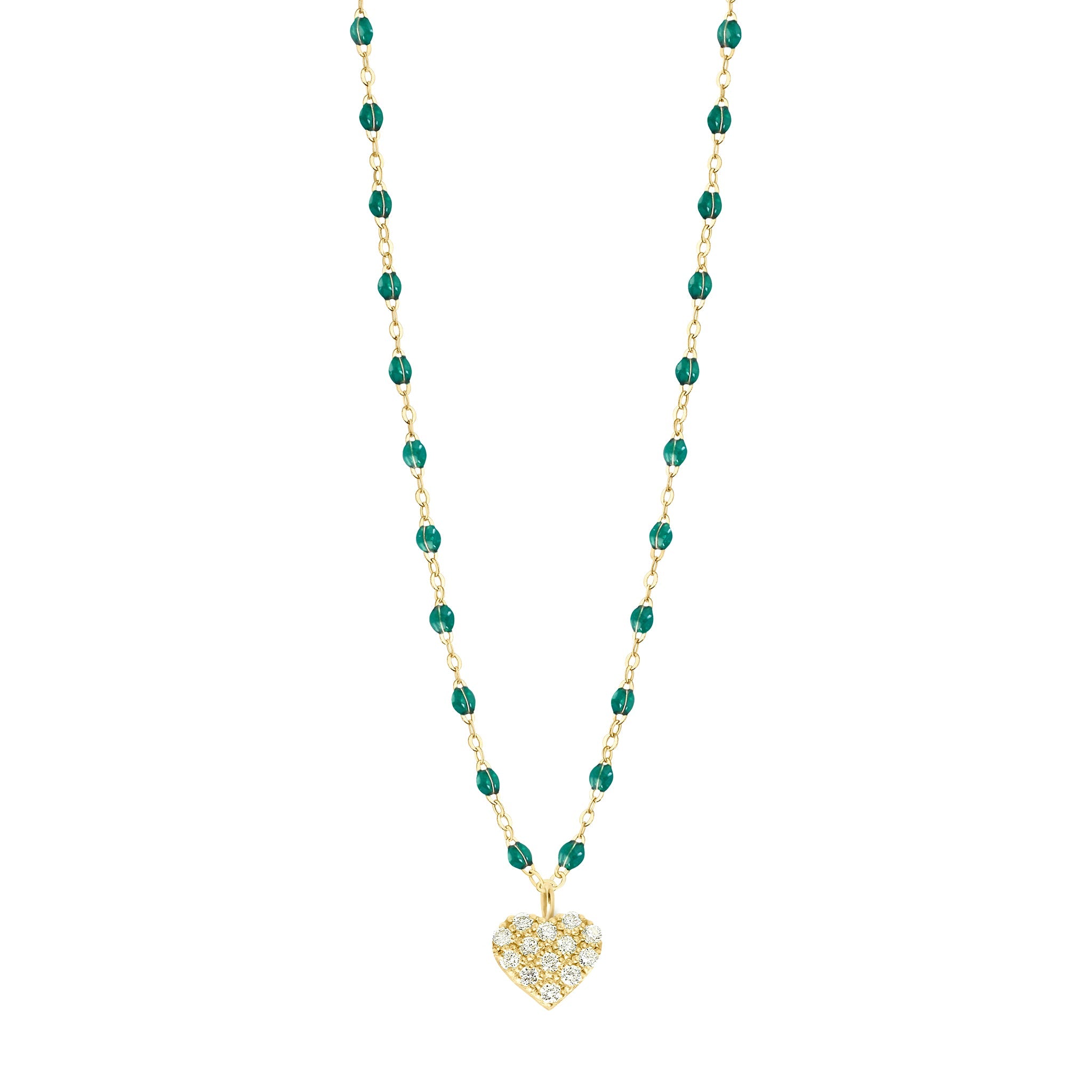 Gigi Clozeau - In Love Diamond Necklace, Emerald, Yellow Gold, 16.5"