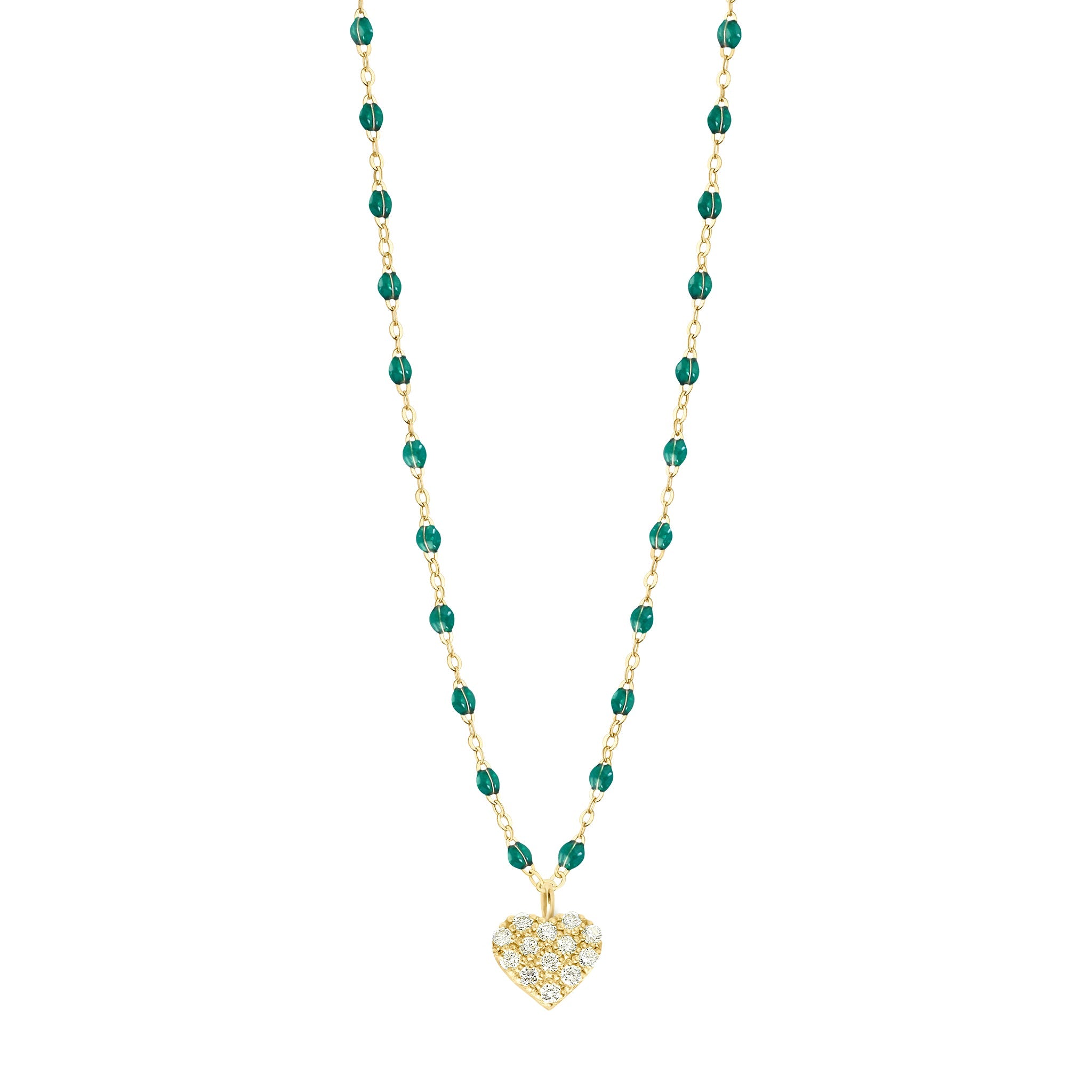 Gigi Clozeau - In Love Diamond Necklace, Emerald, Yellow Gold, 16.5"