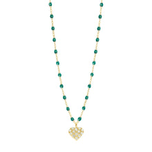 Gigi Clozeau - In Love Diamond Necklace, Emerald, Yellow Gold, 16.5"