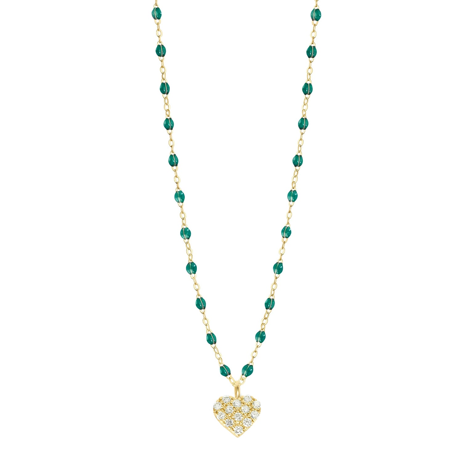 Gigi Clozeau - In Love Diamond Necklace, Emerald, Yellow Gold, 16.5"