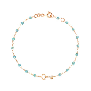 Gigi Clozeau - Key Diamond Aqua Bracelet, Rose Gold, 6.7"