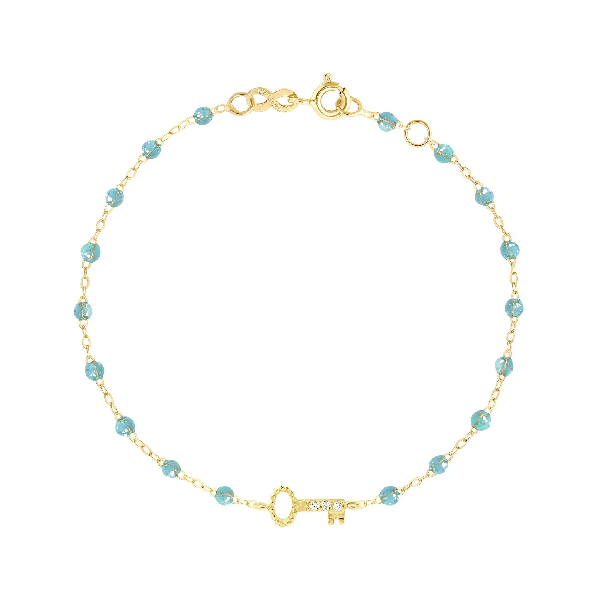 Gigi Clozeau - Key Diamond Aqua Bracelet, Yellow Gold, 6.7"